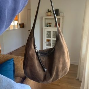 Brown suede coach purse